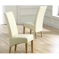 Cannes Cream Bonded Leather Dining Chairs (Pair)