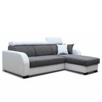 Cardiff Corner Sofa Bed In White Faux Leather And Grey Fabric