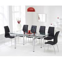 Calgary 140cm Extending Glass Dining Table with Black Calgary Chairs