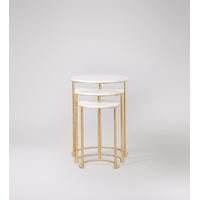 cabo side table set in gold leaf marble