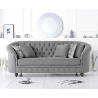 Cara Chesterfield Grey Fabric Three-Seater Sofa