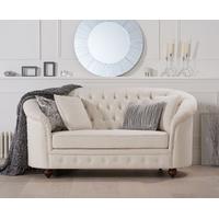 Cara Chesterfield Ivory Fabric Two-Seater Sofa