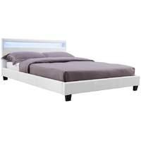 canis white led faux leather bed frame canis white led kingsize faux l ...