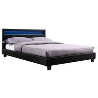 canis black led faux leather bed frame canis black led double faux lea ...