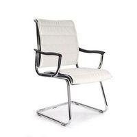 CARBIS -c WHITE LEATHER EFFECT CHROME VISITORS CHAIR