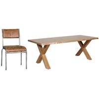 Carlton Additions Barkington Solid Oak Cross Leg Dining Table with 4 Padded Back Chair