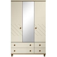 Camilla Alabaster Centre Mirrored Gents Wardrobe - 3 Door 4 Drawer