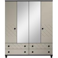 Camilla Grey Centre Mirrored Gents Wardrobe - 4 Door 4 Drawer