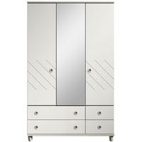 camilla white centre mirrored gents wardrobe 3 door 4 drawer