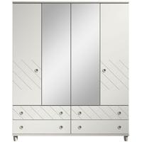 Camilla White Centre Mirrored Gents Wardrobe - 4 Door 4 Drawer