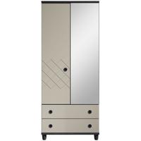 Camilla Grey Mirrored Gents Wardrobe - 2 Door 2 Drawer