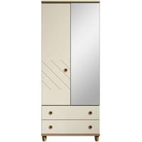 Camilla Alabaster Mirrored Gents Wardrobe - 2 Door 2 Drawer