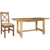 camrose reclaimed pine dining set extending with 6 fabric seat dining  ...