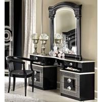 Camel Aida Black and Silver Italian Vanity Dresser with Mirror and Chair