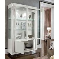 Camel Dama White Italian Vitrine with 2 Lights - 2 Door