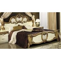 camel barocco ivory and gold italian leather bed