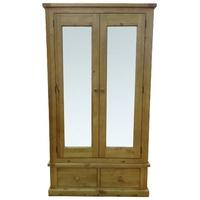 cairo pine wardrobe 2 door large mirrored