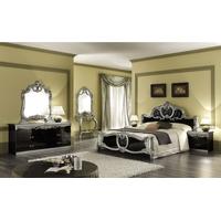 Camel Barocco Black and Silver Italian Bedroom Set with Double Dresser