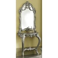 Camel Barocco Black and Silver Italian Silver Console Table with Mirror