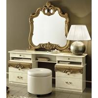 Camel Barocco Ivory and Gold Italian Vanity Dresser with Mirror