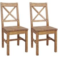 Camrose Reclaimed Pine Dining Chair with Wooden Seat (Pair)