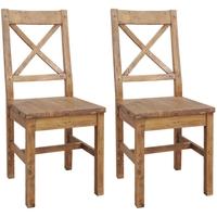 camrose reclaimed pine dining chair with wooden seat pair