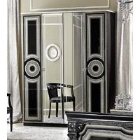 Camel Aida Black and Silver Italian Wardrobe - 4 Door