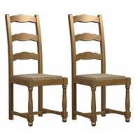 carlton copeland oak ladder back dining chair pair