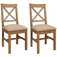 camrose reclaimed pine dining chair with fabric seat pair