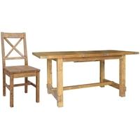 Camrose Reclaimed Pine Dining Set - Extending with 6 Wooden Seat Dining Chairs