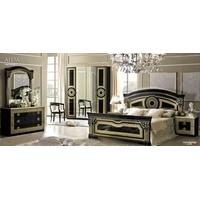 Camel Aida Black and Gold Italian Bedroom Set with 4 Door Wardrobe