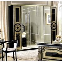 Camel Aida Black and Gold Italian Wardrobe - 6 Door