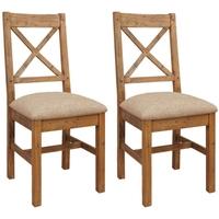 Camrose Reclaimed Pine Cross Back Dining Chair - Cushion Seat (Pair)