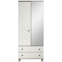 Camilla White Mirrored Gents Wardrobe - 2 Door 2 Drawer