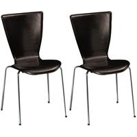 Cassidy Brown Regular Leather Dining Chair with Chrome Legs (Set of 4)