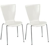 Cassidy White Regular Leather Dining Chair with Chrome Legs (Set of 4)