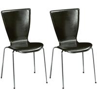 Cassidy Black Regular Leather Dining Chair with Chrome Legs (Set of 4)