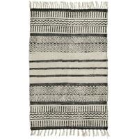 Canvas Print Stripes Off White and Black Carpet 150cm (Set of 2)