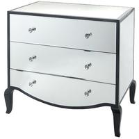 Carn Black Gloss Mirrored Chest of Drawer - 3 Drawer