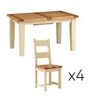 Canterbury Cream 140cm-180cm Ext. Table and 4 Ladderback Chairs