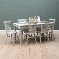 capella painted marble top 160cm table with 6 chairs