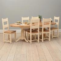 Canterbury Cream 190-240cm Round Ext. Dining Table with 6 Chairs