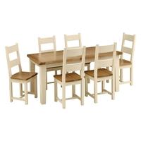 Canterbury Cream 180cm-230cm Ext. Table and 6 Ladderback Chairs