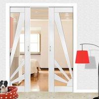 Calypso Aurora Shaker White Double Pocket Doors - Clear Glass