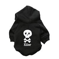 cat dog hoodie black dog clothes winter skulls