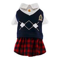 Cat Dog Costume Shirt / T-Shirt Clothes/Jumpsuit Dog Clothes Winter Spring/Fall Plaid/Check Cute Cosplay Fashion Red/Blue White/Blue