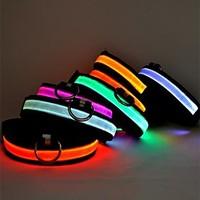 Cat / Dog Collar LED Lights / Adjustable/Retractable Solid Red / White / Green / Blue / Pink / Yellow / Orange Nylon