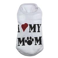 Cat / Dog Shirt / T-Shirt White Dog Clothes Spring/Fall Hearts / Letter Number