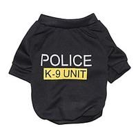 cat dog shirt t shirt black dog clothes summer letter number policemil ...