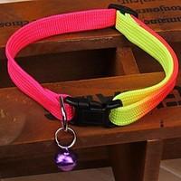 cat dog collar with bell stripe rainbow nylon